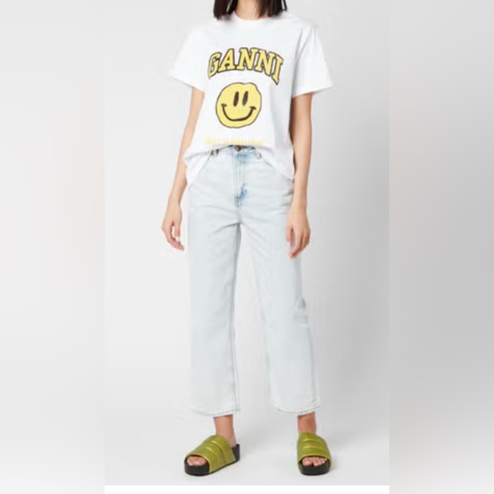 Ganni Bleached High-Rise Straight Leg